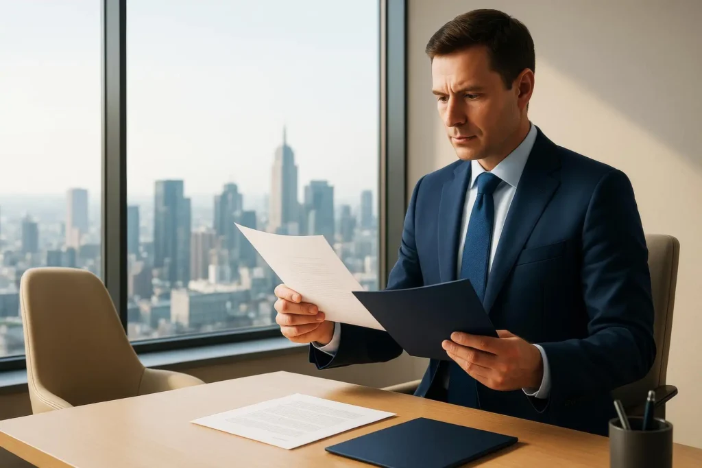 Directiva notificando una carta de retiro de confianza a un gerente en una empresa en Perú